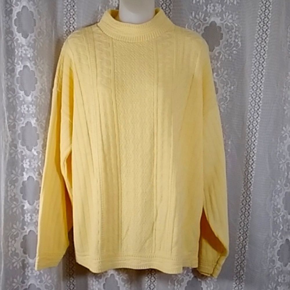 Basic Education Classic Yellow Turtleneck Sweater for Men Size M Unisex